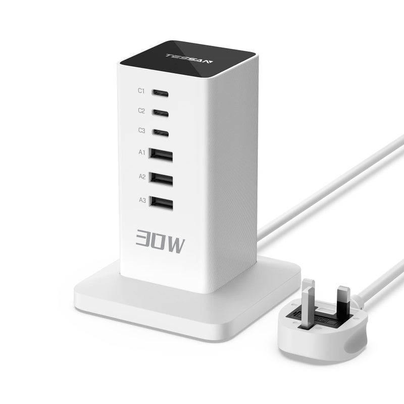 TESSAN 30W USB Charging Station, 6-Port Multi USB Charger with 2m Cord - Image 1