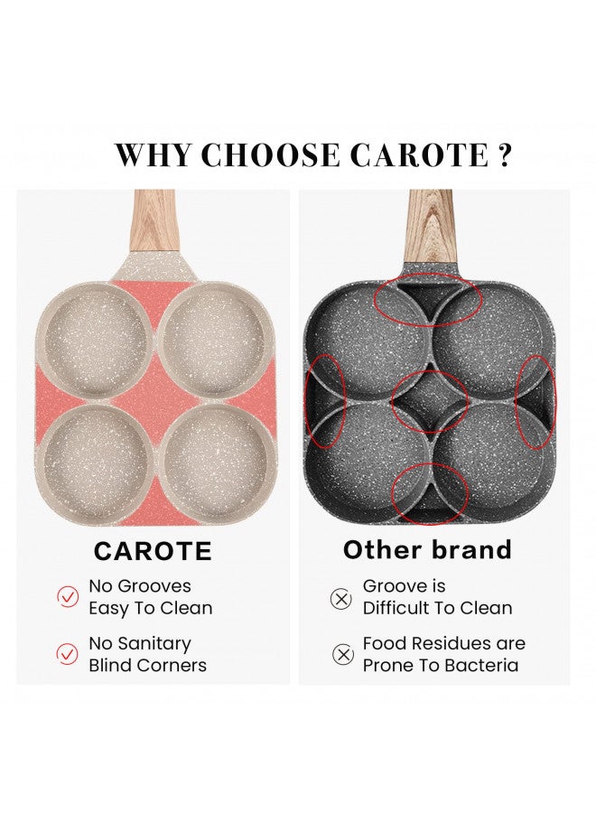 CAROTE Egg Pan Omelette Pan, 4-Cup Nonstick Granite Omelette Skillet - Pancake Pan and Healthy Egg Cooker Suitable for Gas Stove & Induction Cookware - Image 3