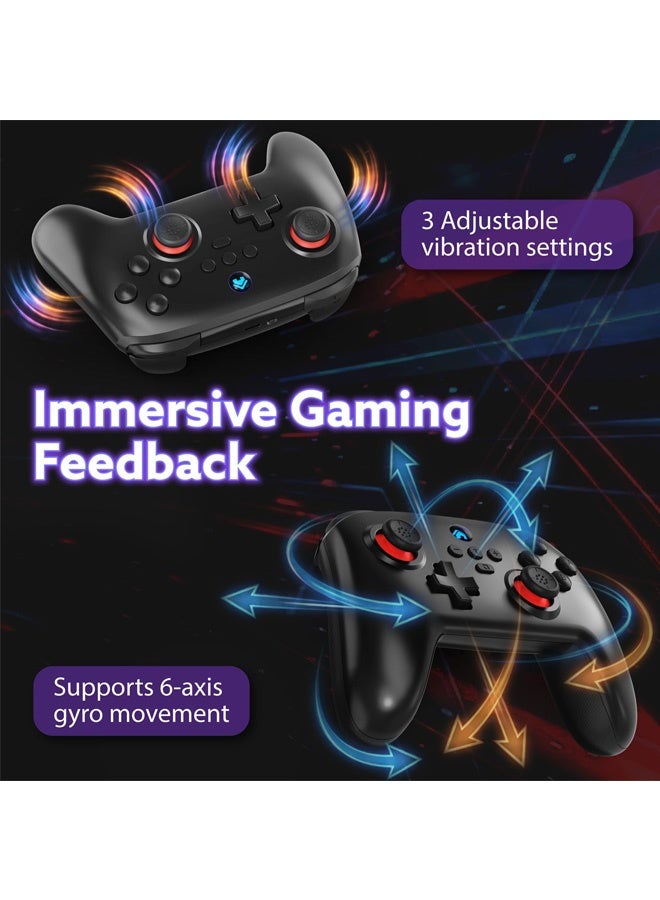 زيريفام جهاز تحكم لاسلكي للألعاب، متوافق مع Switch / الكمبيوتر الشخصي / iOS / Android، ميزة التنشيط بنقرة واحدة، ميزة Turbo Combo، اهتزاز مزدوج وجيروسكوب سداسي المحاور - Image 4