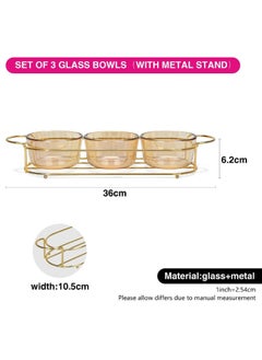 Fissman Pristine Glass Bowl With Metal Stand Set Of 3 Elegant And Durable Perfect For Serving Salads Fruits Or Desserts Stylish Design For Home Parties Or Special Occasions