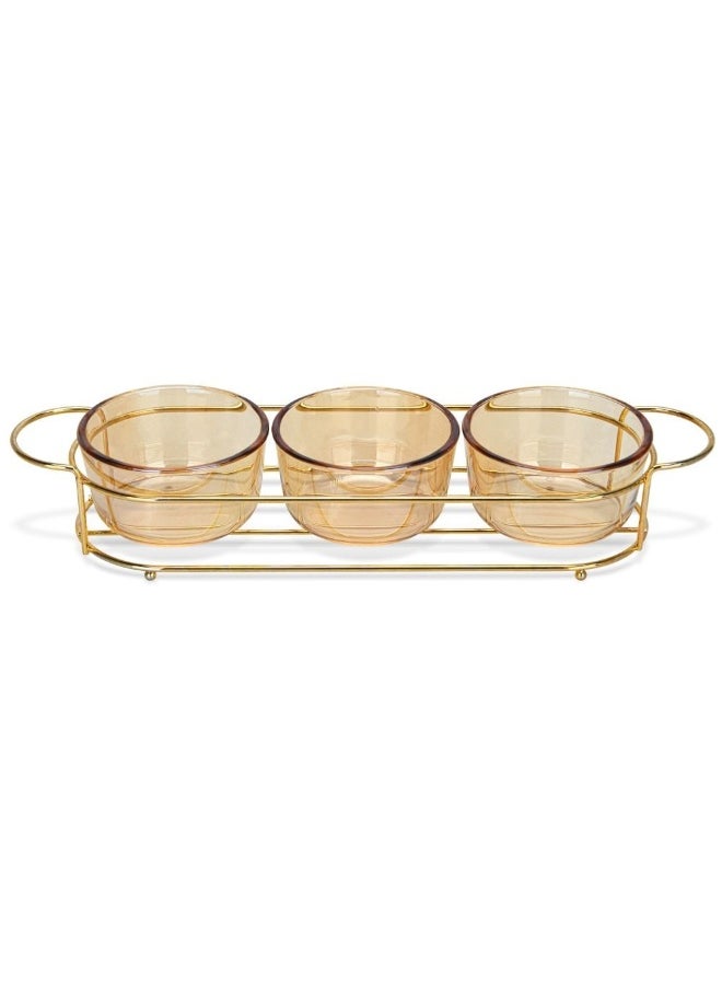 DANUBE HOME - Fissman Pristine Glass Bowl With Metal Stand Set Of 3 Elegant And Durable Perfect For Serving Salads Fruits Or Desserts Stylish Design For Home Parties Or Special Occasions - Image 1