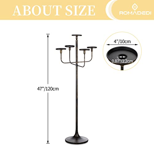 Romadedi Candelabra Tall Candle Holder - 47 inch Floor Candle Holders for Pillar Candles, Candlestick Holders Centerpiece for Home Living Room Decor, French Country, Vintage, Rustic - Image 5