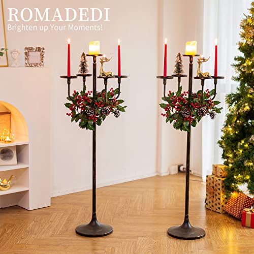 Romadedi Candelabra Tall Candle Holder - 47 inch Floor Candle Holders for Pillar Candles, Candlestick Holders Centerpiece for Home Living Room Decor, French Country, Vintage, Rustic - Image 4