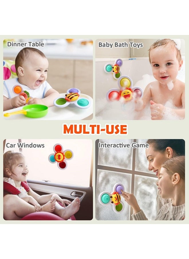 Sky Tech Sky Tech® Baby Bath Spinner Toys Pop it Fidget Toys for Kids - 3 PCS Insect Suction Cup Bath Toy for Baby Boys Girls, Waterproof Spinning Top Rotating Learning Toy Sticks to Smooth (Return Gift)  - Image 3