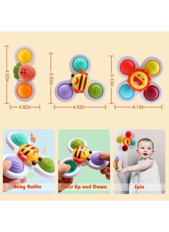 Sky Tech Sky Tech® Baby Bath Spinner Toys Pop it Fidget Toys for Kids - 3 PCS Insect Suction Cup Bath Toy for Baby Boys Girls, Waterproof Spinning Top Rotating Learning Toy Sticks to Smooth (Return Gift)  - Image 2