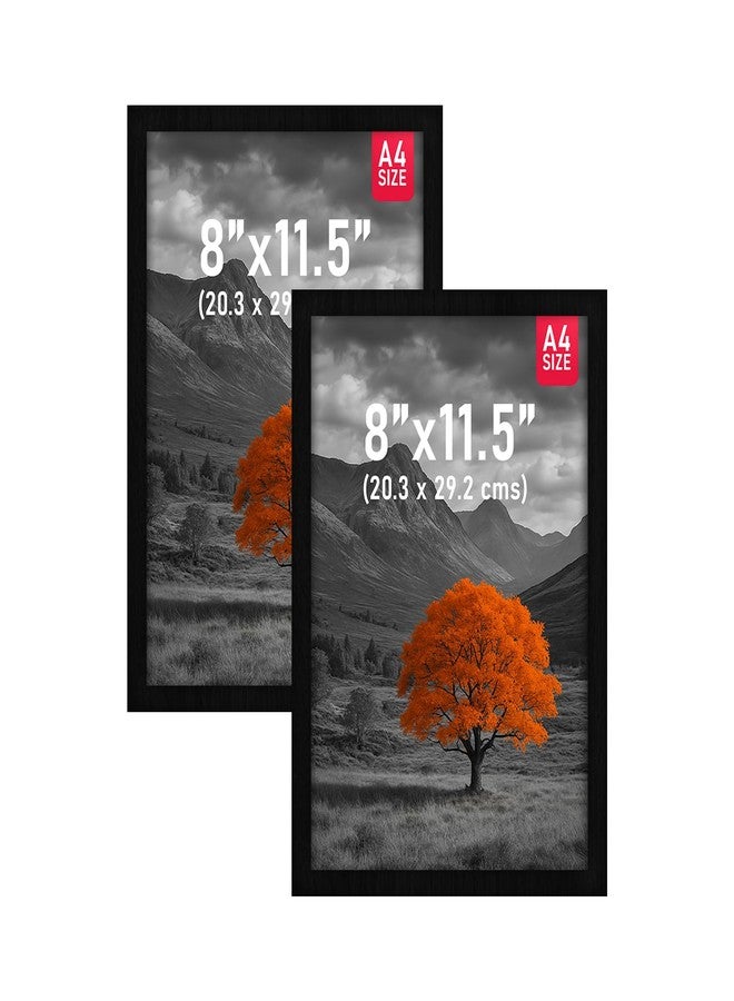 Dwella A4 Black Photo Frame Set of 2 (8x12 Inch) | Certificate & Document Frame for Wall | Portrait Picture Frames for Photos, Artwork & Prints | Modern Wall Hanging Frames for Home, Office Decor | Durable Display Frame for Certificates, Posters & Memories - Image 5