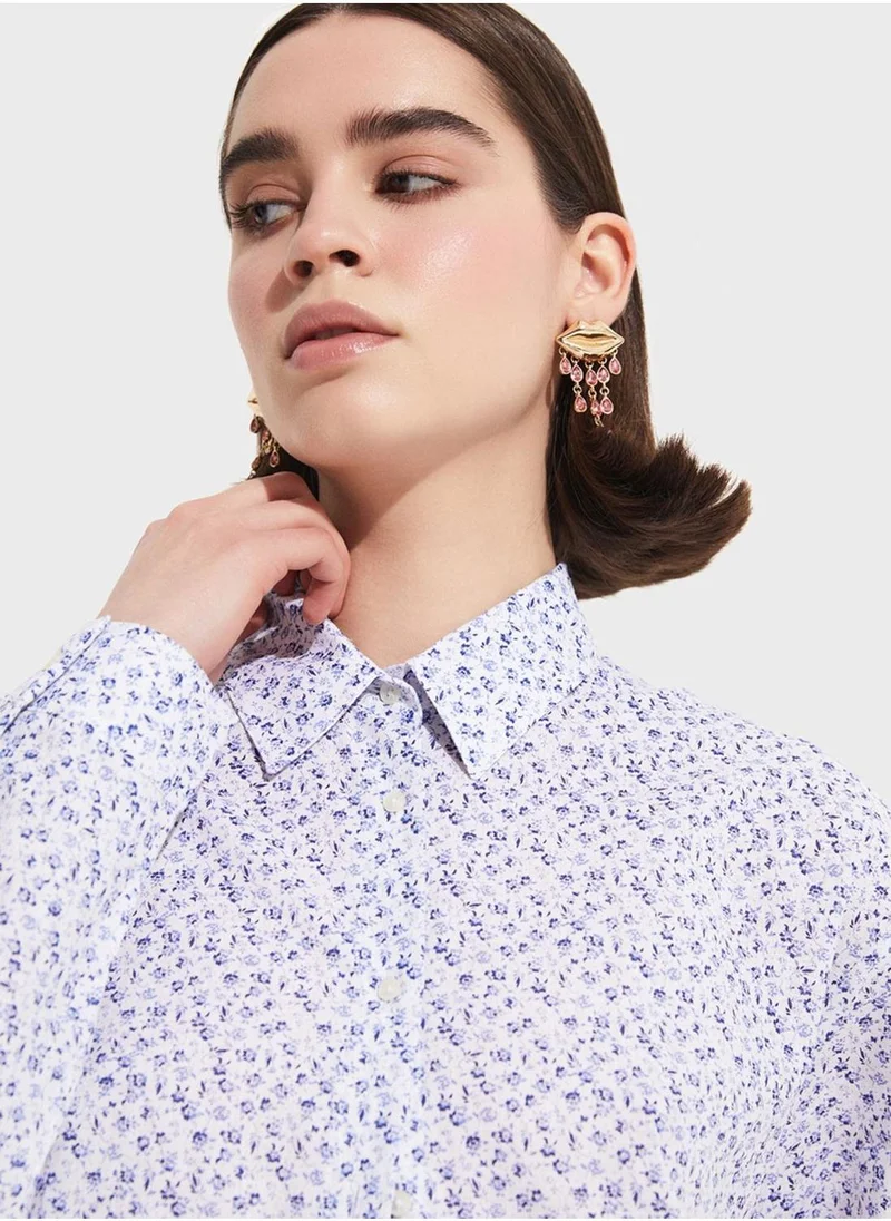 جون Patterned Button Down Shirt