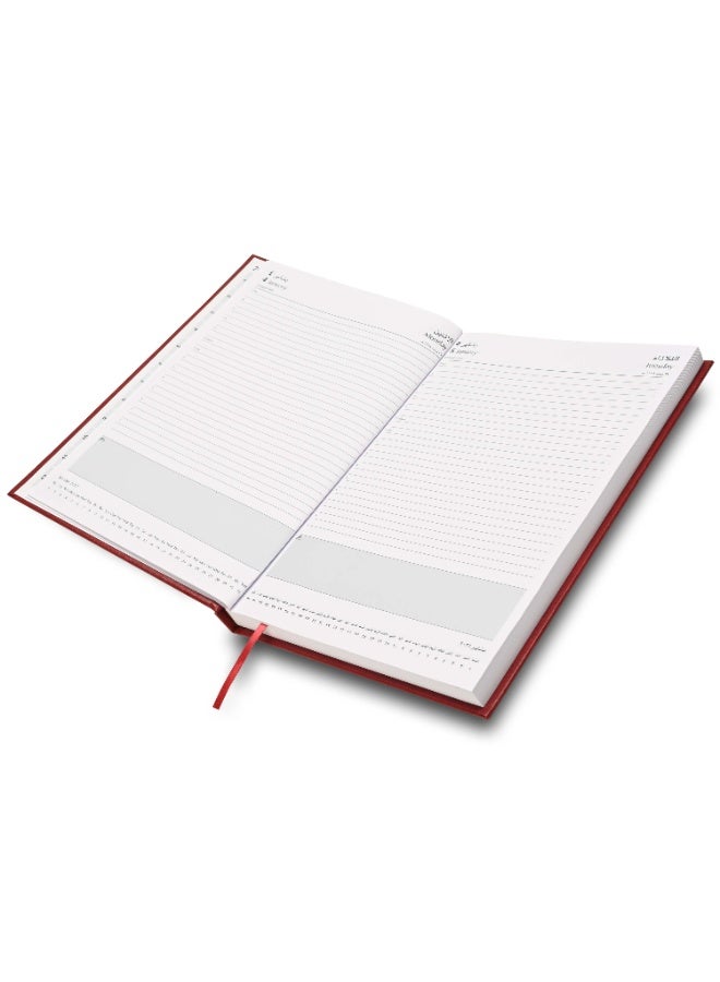 FIS 2027 A4 Diary, 210x297mm Size, 1 Side Padded Vinyl Cover, 1 Day a Page Format, Arabic/English, 60gsm White Paper, Maroon Cover-FSDI42AEN27MR - Image 4