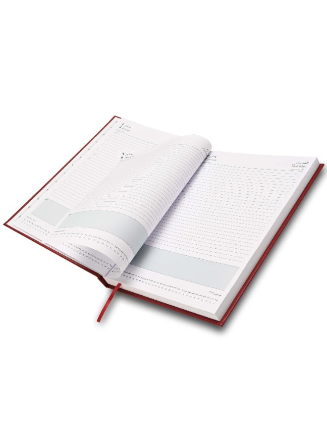 FIS 2027 A4 Diary, 210x297mm Size, 1 Side Padded Vinyl Cover, 1 Day a Page Format, Arabic/English, 60gsm White Paper, Maroon Cover-FSDI42AEN27MR - Image 5