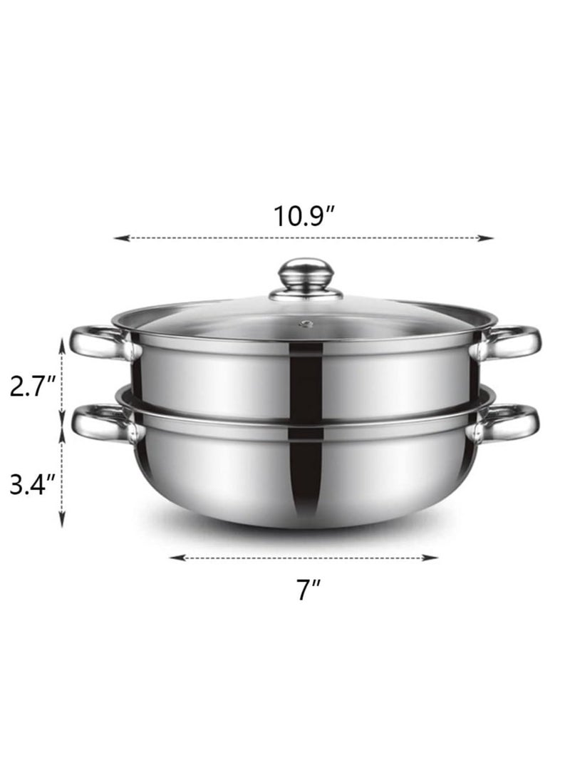 Hihonor Stainless Steel Steamer Cookware, Steamer for Cooking, Stack and Steamer Pot with Lid, Food Steamer, Steamer Saucepot Double Boiler Soup Steaming Pot, Dim Sum Steamer, Veggie Steamer - Image 2