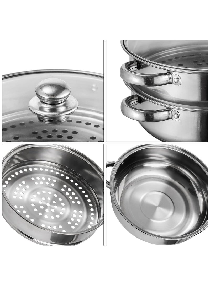 Hihonor Stainless Steel Steamer Cookware, Steamer for Cooking, Stack and Steamer Pot with Lid, Food Steamer, Steamer Saucepot Double Boiler Soup Steaming Pot, Dim Sum Steamer, Veggie Steamer - Image 5