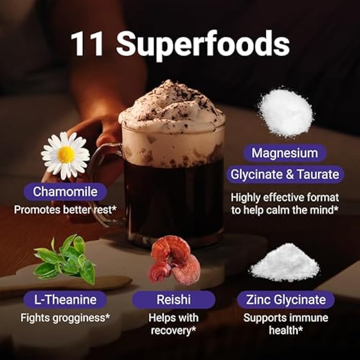 MoonBrew Magnesium Hot Cocoa Sleep Aid - Melatonin-Free Nighttime Drink Mix with Zinc Glycinate & Taurate - Sugar-Free Sleepy Hot Chocolate for Relaxation, Stress & Deep Rest - 25 Servings - Image 5