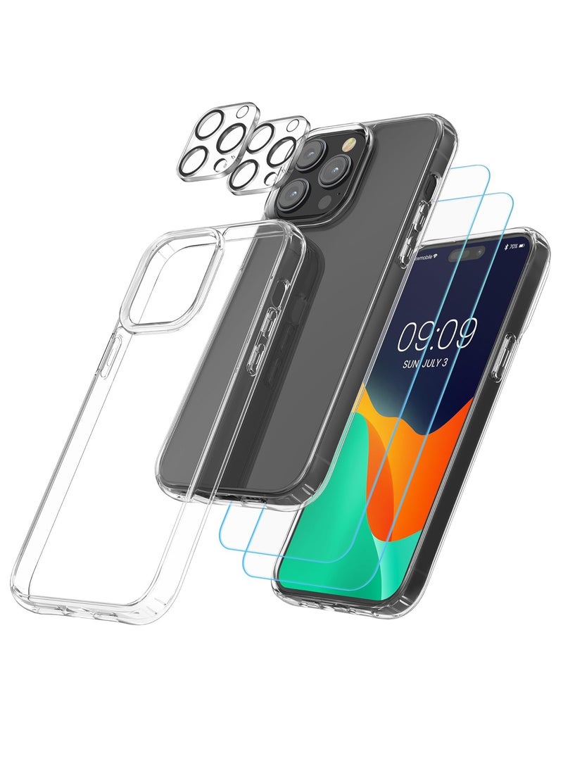 ELTRAZONE 5-in-1 Clear Case Set for iPhone 15 Pro – Transparent Design with Screen & Camera Protectors Included - Image 1