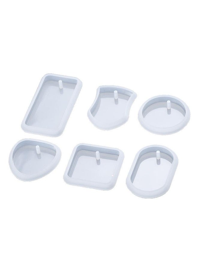 6pcs DIY Keychain Pendant Silicone Mold Set Crystal Epoxy Resin Mold Round Rectangle Pendants Jewelry Making Casting Mould 
