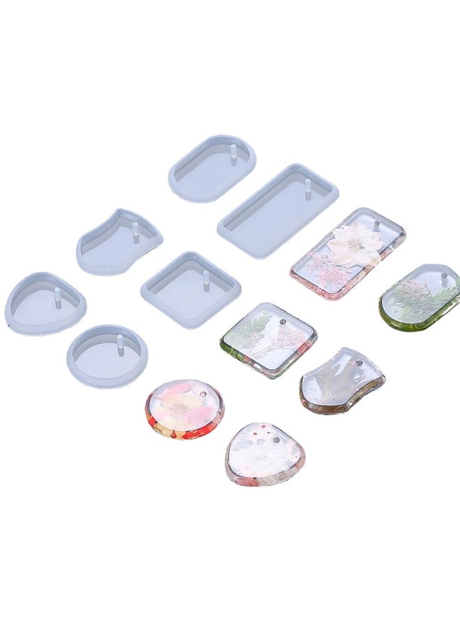 6pcs DIY Keychain Pendant Silicone Mold Set Crystal Epoxy Resin Mold Round Rectangle Pendants Jewelry Making Casting Mould - Image 3