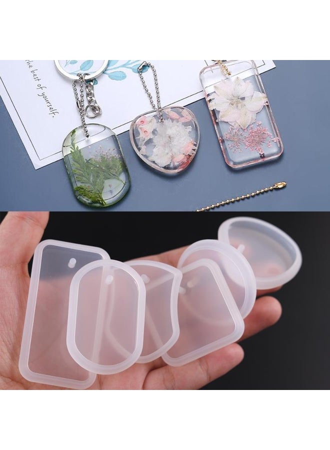 6pcs DIY Keychain Pendant Silicone Mold Set Crystal Epoxy Resin Mold Round Rectangle Pendants Jewelry Making Casting Mould - Image 2