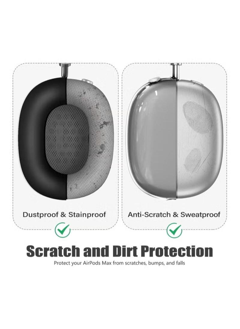 Silicone Cases Suitable Case Cover for AirPods Max Headphones, Anti Scratch, Sweat Proof, 3 in 1 Ear Pad Covers, Ear Cups Cover, Headband Cover, black
