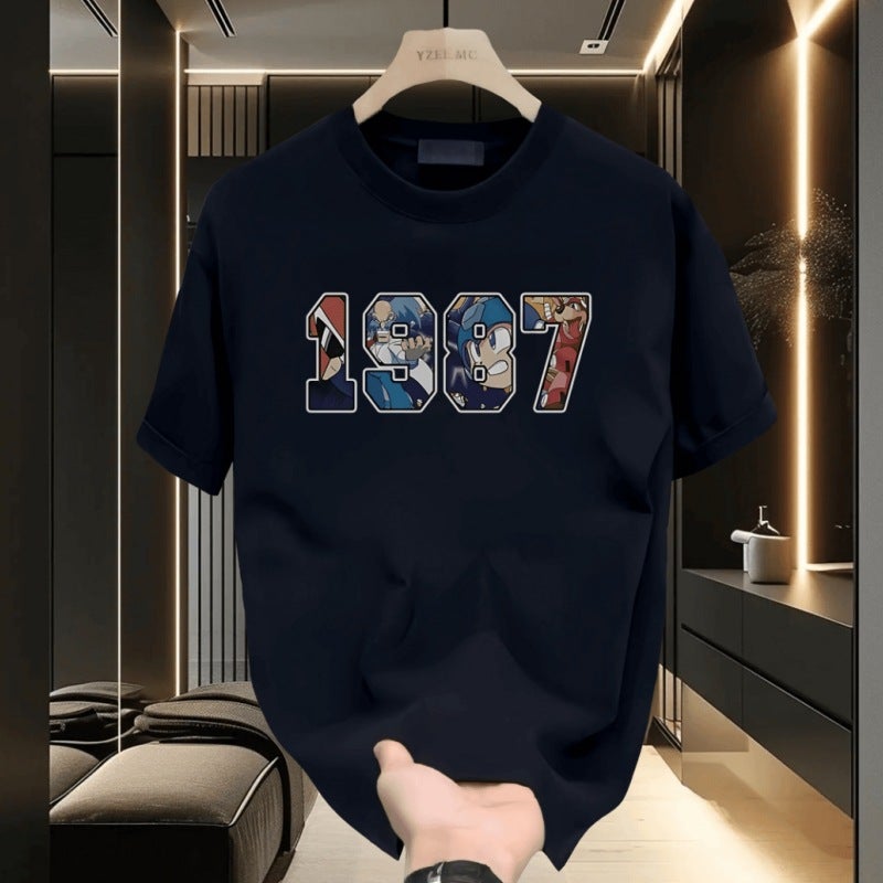 Heavyweight American-Style Double Yarn Combed Cotton Men'S Short-Sleeve T-Shirt 2026 New Summer 220G Loose Trendy Brand Tee