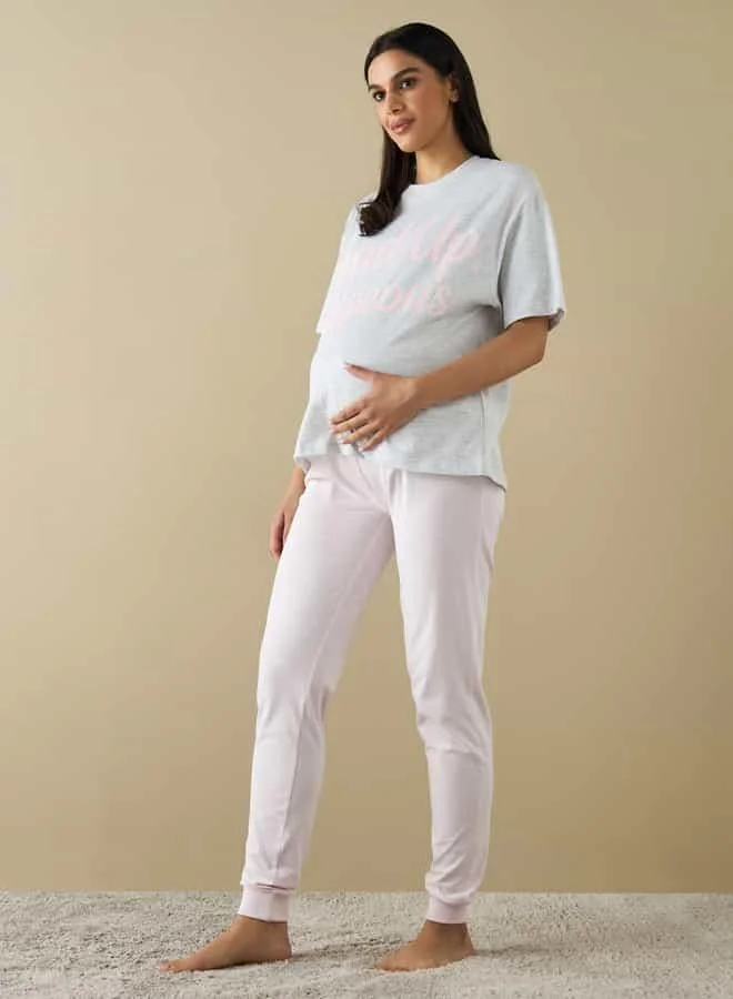 Splash FAV Printed Maternity T-shirt and Pyjama Set