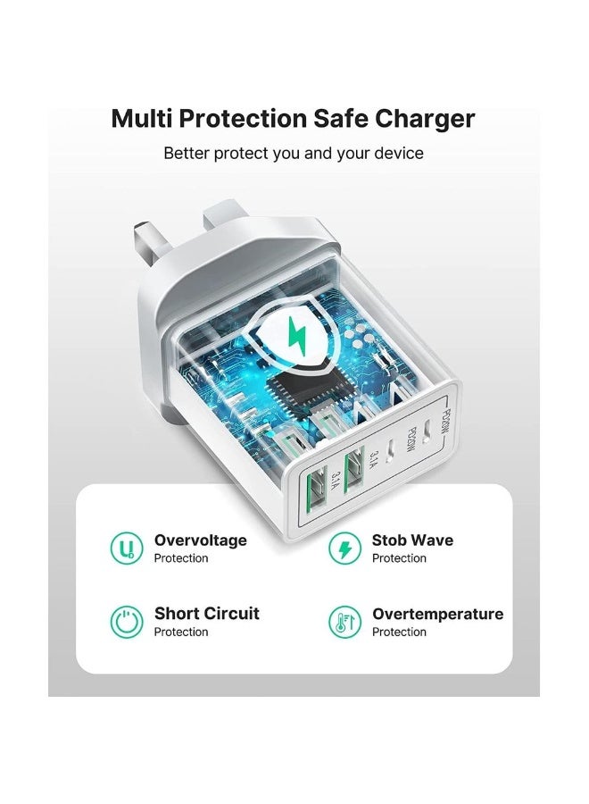 USB C Charger 40W 4-Port Type C Fast Charging With USB-C And USB-A PD 3.0 USB C Adapter Plug Wall Charger For S23 S22 Ultra S10 IPhone 15 14 13 Pro Max XR IPad - Image 4