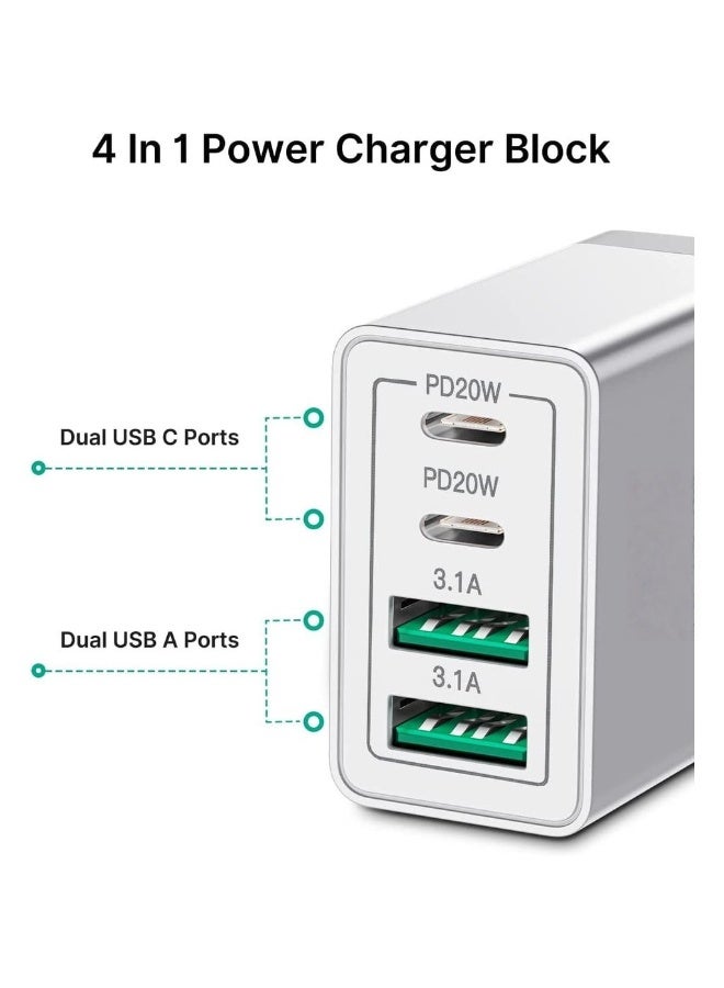 USB C Charger 40W 4-Port Type C Fast Charging With USB-C And USB-A PD 3.0 USB C Adapter Plug Wall Charger For S23 S22 Ultra S10 IPhone 15 14 13 Pro Max XR IPad - Image 3