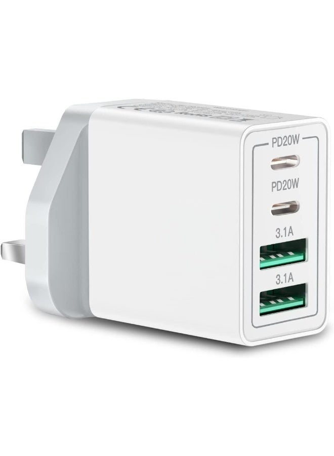 USB C Charger 40W 4-Port Type C Fast Charging With USB-C And USB-A PD 3.0 USB C Adapter Plug Wall Charger For S23 S22 Ultra S10 IPhone 15 14 13 Pro Max XR IPad - Image 1