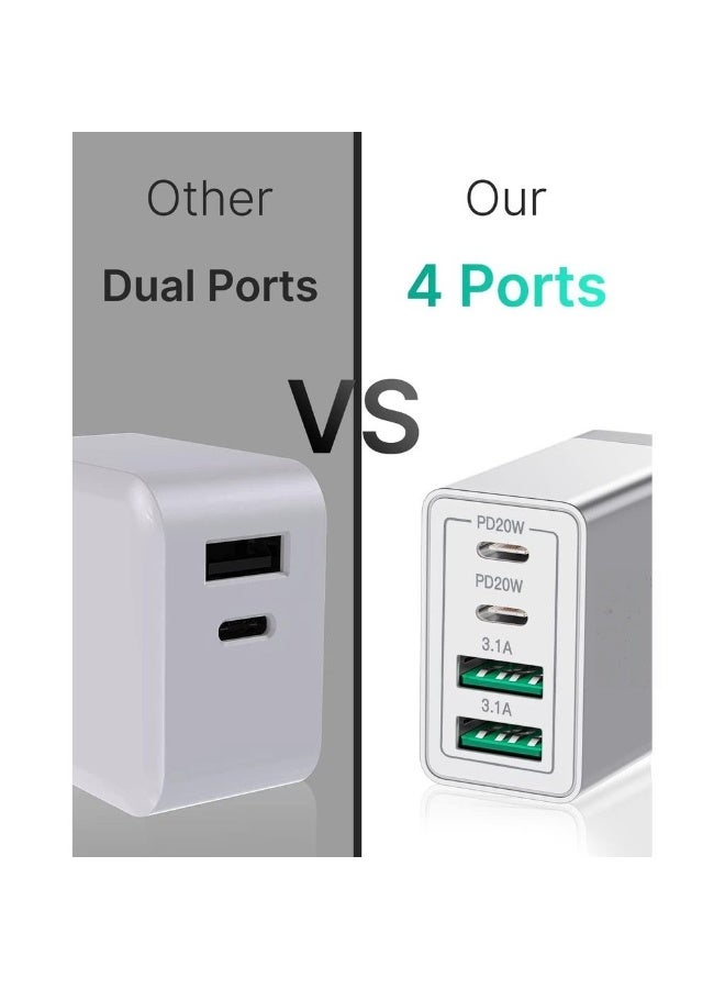 USB C Charger 40W 4-Port Type C Fast Charging With USB-C And USB-A PD 3.0 USB C Adapter Plug Wall Charger For S23 S22 Ultra S10 IPhone 15 14 13 Pro Max XR IPad - Image 5
