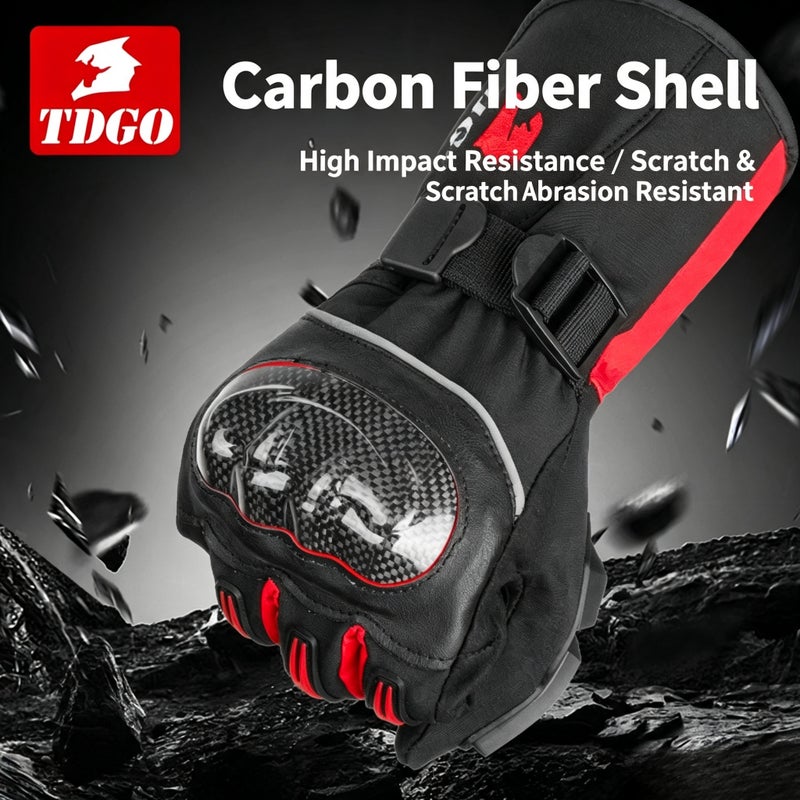 TDGO Men's Motorcycle Winter Waterproof Gloves - Image 2