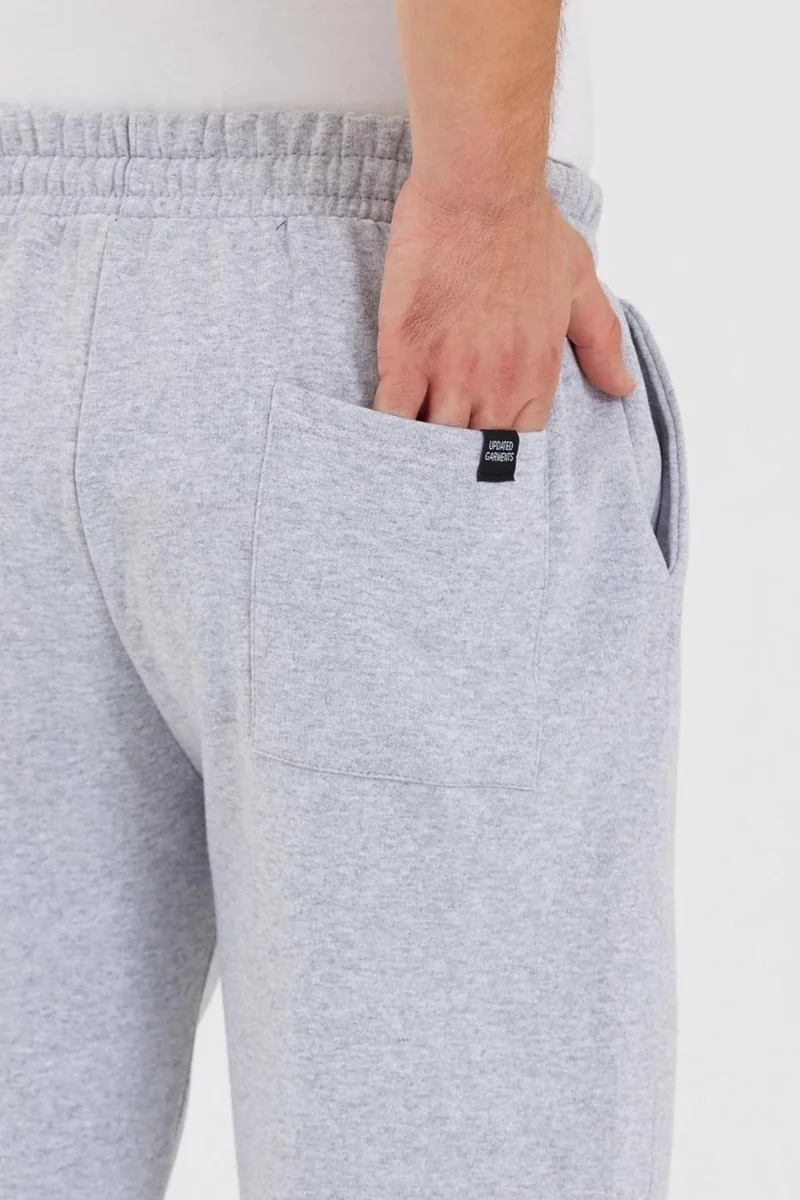 mmetalic Black-Anthracite-Navy Blue-Grey Back Pocket Label Detailed Straight Leg Men's Cotton 4-Piece Sweatpants