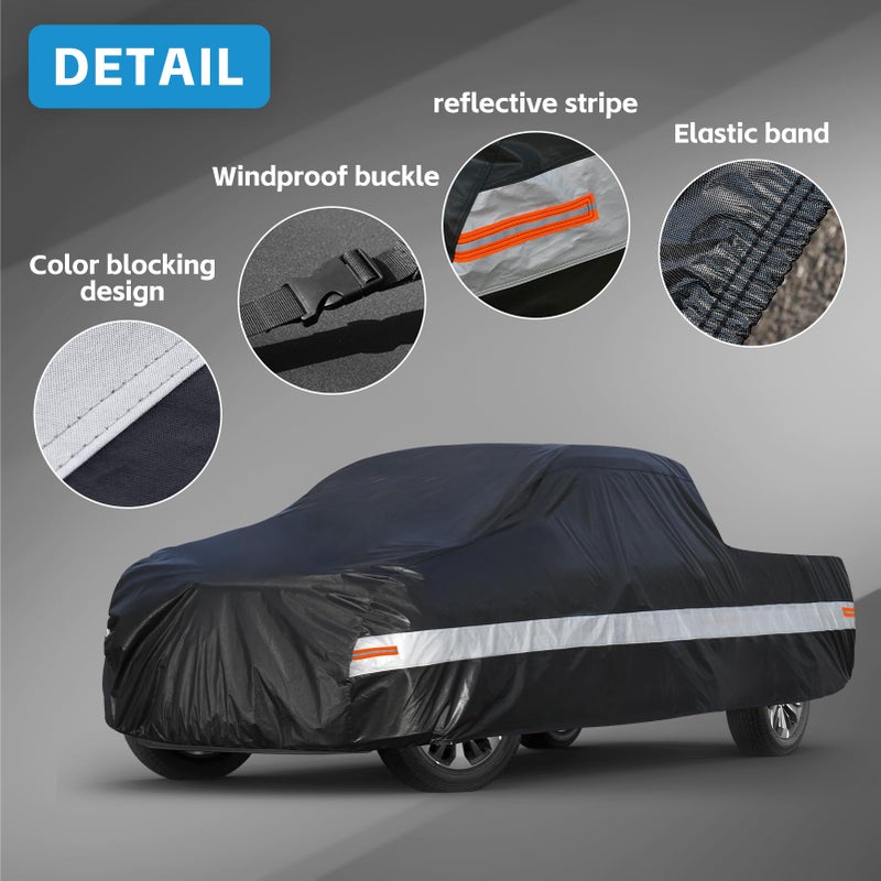 Holthly 10 Layers Truck Cover Waterproof All Weather. Pickup Truck Cover Rain UV Protection. Length: Up to 210 inches, Universal Fit Most Regular Cab Short Box Ford F100 Chevy C10 S10 Ram 150 250. - Image 3