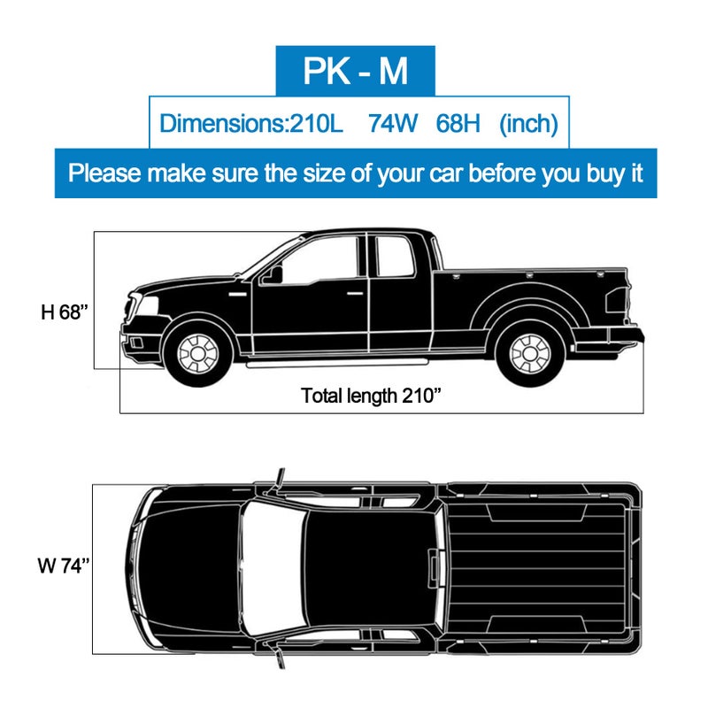 Holthly 10 Layers Truck Cover Waterproof All Weather. Pickup Truck Cover Rain UV Protection. Length: Up to 210 inches, Universal Fit Most Regular Cab Short Box Ford F100 Chevy C10 S10 Ram 150 250. - Image 5
