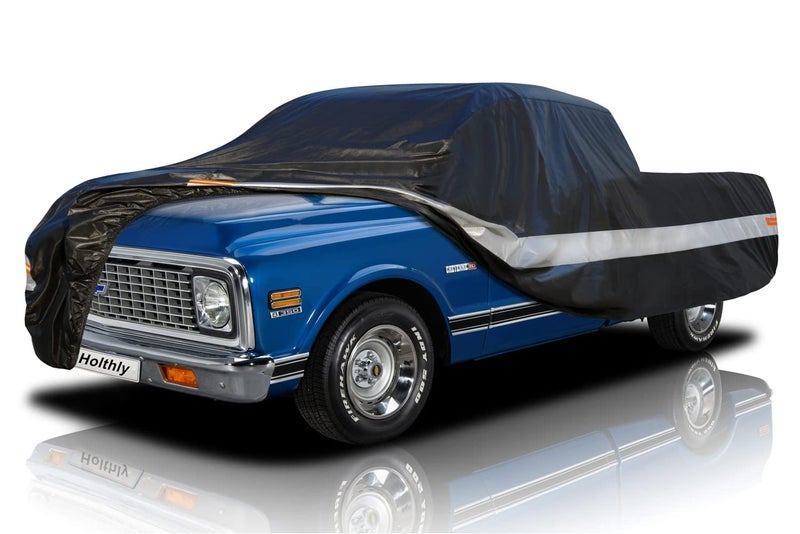 Holthly 10 Layers Truck Cover Waterproof All Weather. Pickup Truck Cover Rain UV Protection. Length: Up to 210 inches, Universal Fit Most Regular Cab Short Box Ford F100 Chevy C10 S10 Ram 150 250. - Image 1