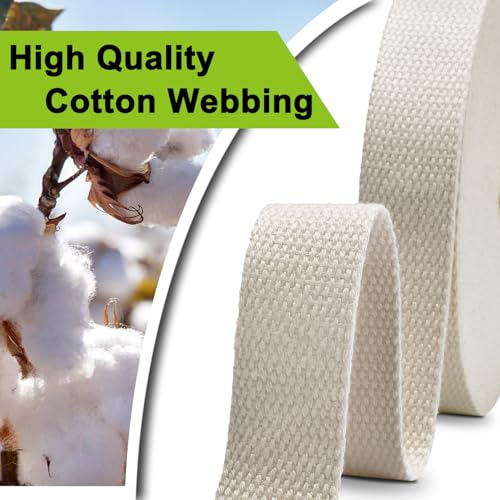 CooBigo Cotton Webbing 1 Inch 12 Yards Natural Cotton Webbing Straps for Bags Handles, 1 Inch Weave Webbing for Cloth Tote Bag Straps Making,Cloth Belt, DIY Crafts Decoration (Natural 12Yards) - Image 3