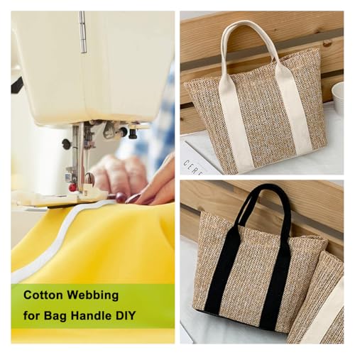 CooBigo Cotton Webbing 1 Inch 12 Yards Natural Cotton Webbing Straps for Bags Handles, 1 Inch Weave Webbing for Cloth Tote Bag Straps Making,Cloth Belt, DIY Crafts Decoration (Natural 12Yards) - Image 4