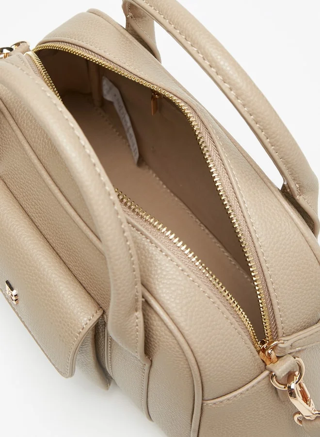 Flora Bella By Shoexpress Women's Textured Dome Bag With Top Handles And Detachable Strap