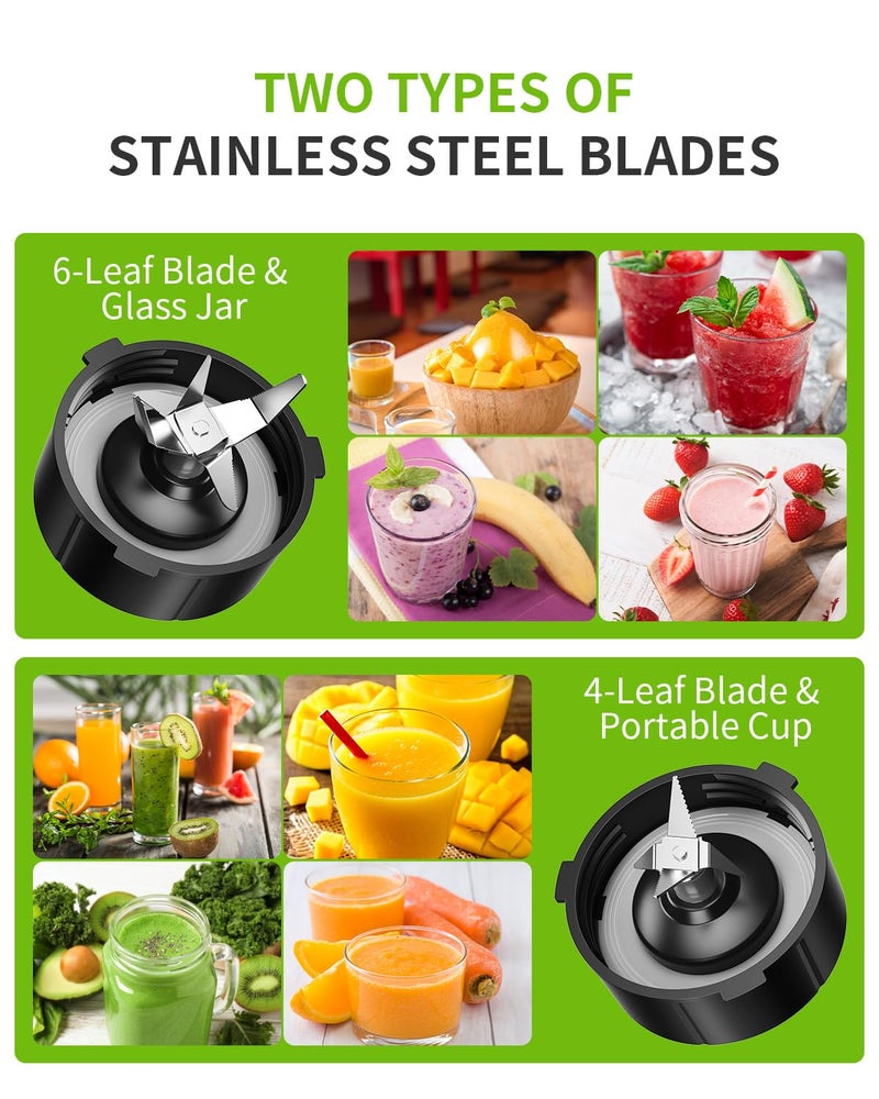GDOR 1200W Blender for Smoothies and Shakes, 52 Oz Countertop Blender & 22 Oz Personal Blender Combo, 6-leaf Blade, 3 Adjustable Speed for Juices, Frozen Fruit Drinks, Sauces, Self-Cleaning - Image 4