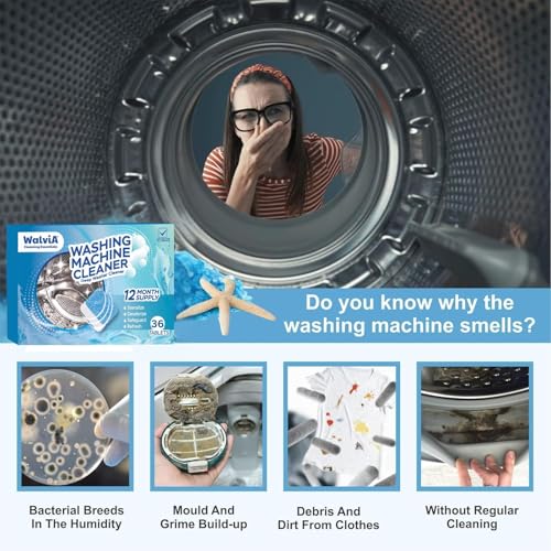 WALVIA Washing Machine Cleaning Tablets | Deep Cleaning & Descaling for Front & Top Load Washers | Removes Odor | Residue & Limescale | Easy to Use Effervescent Tablets | Improve Hygiene | 36 Pcs - Image 2