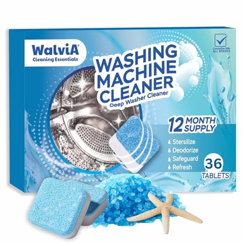 WALVIA Washing Machine Cleaning Tablets | Deep Cleaning & Descaling for Front & Top Load Washers | Removes Odor | Residue & Limescale | Easy to Use Effervescent Tablets | Improve Hygiene | 36 Pcs - Image 1