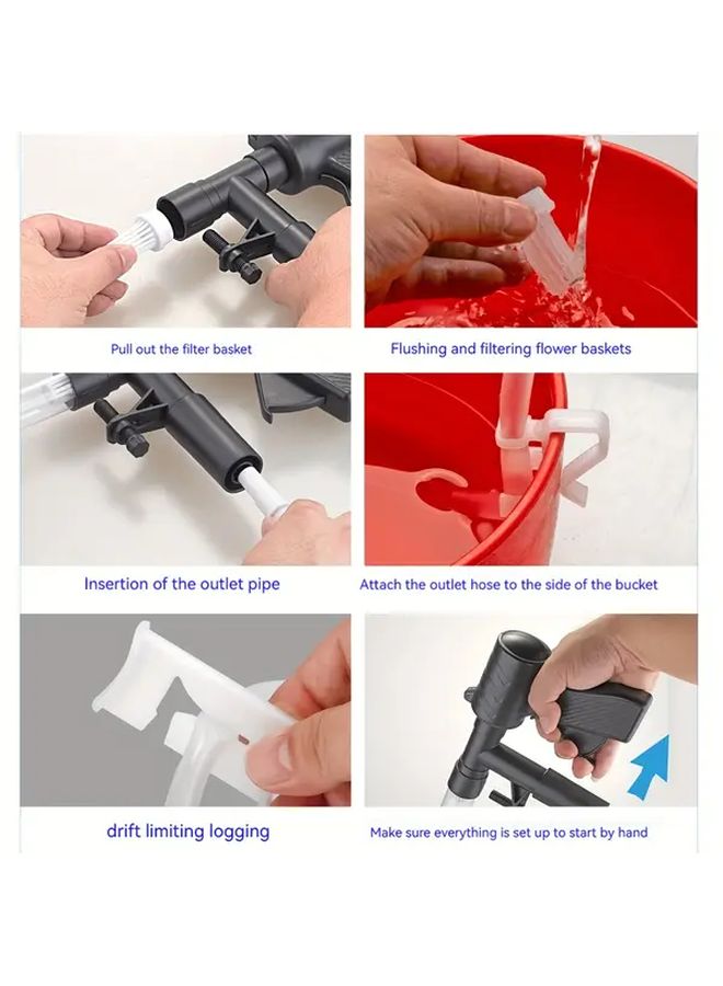 مجموعة تنظيف حصى أحواض السماء وشطف المياه شبه الأوتوماتيكية الهوائية - Image 5