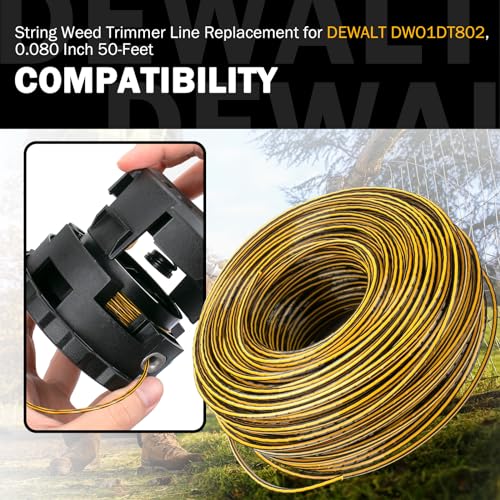 CHAR YONG String Weed Trimmer Line Replacement for DEWALT DWO1DT802 DCST922P1 DCST925 DCST925B DCST972 DCST972B DCST925M1 DCST920B DCST970B 0.080-Inch, (225-Feet),Black Gold - Image 5
