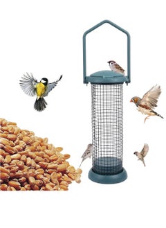 KASTWAVE Outdoor Bird Feeder, Wild Bird Feeder, Hanging Bird Seed Feeder, Wildlife Food Holder Cage Feeding Container with Hanger for Outdoor Watching Garden Patio Hanging Ornament, Green  - Image 1