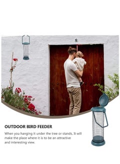 KASTWAVE Outdoor Bird Feeder, Wild Bird Feeder, Hanging Bird Seed Feeder, Wildlife Food Holder Cage Feeding Container with Hanger for Outdoor Watching Garden Patio Hanging Ornament, Green  - Image 3
