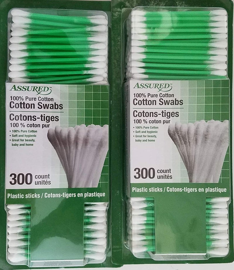 Double Tip 100 Pure Cotton Swabs 300 TipsPk Pink Sticks 2 Packs