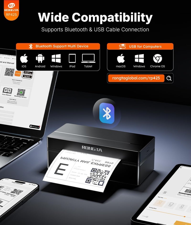 Bluetooth Shipping Label Printer, Wireless 4x6 Thermal Label Printer for Shipping Packages, Support Phones, Compatible with Windows macOS Android iOS for Small Business - Image 2