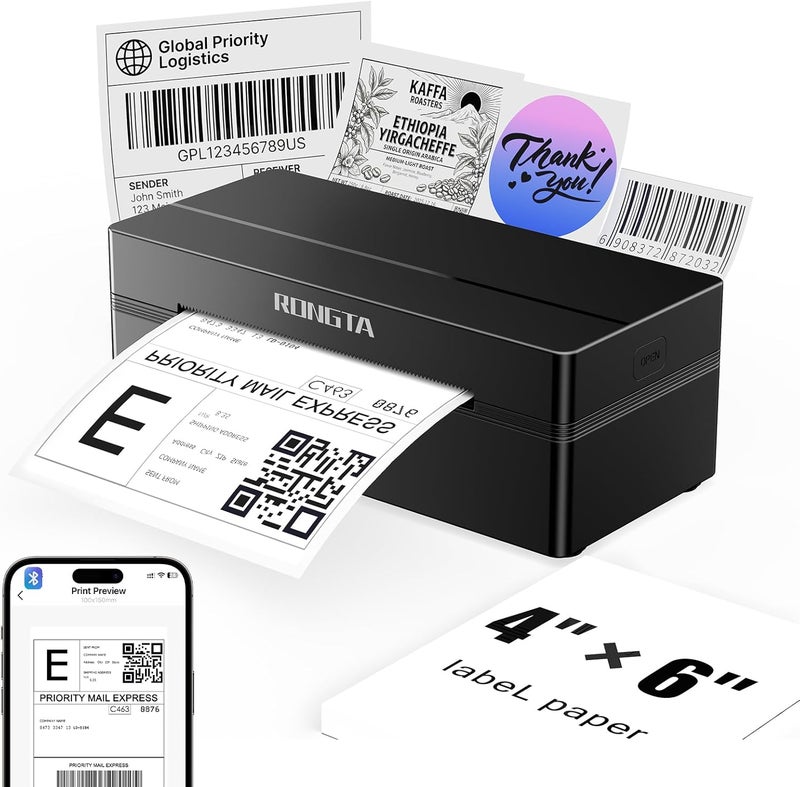 Bluetooth Shipping Label Printer, Wireless 4x6 Thermal Label Printer for Shipping Packages, Support Phones, Compatible with Windows macOS Android iOS for Small Business - Image 1
