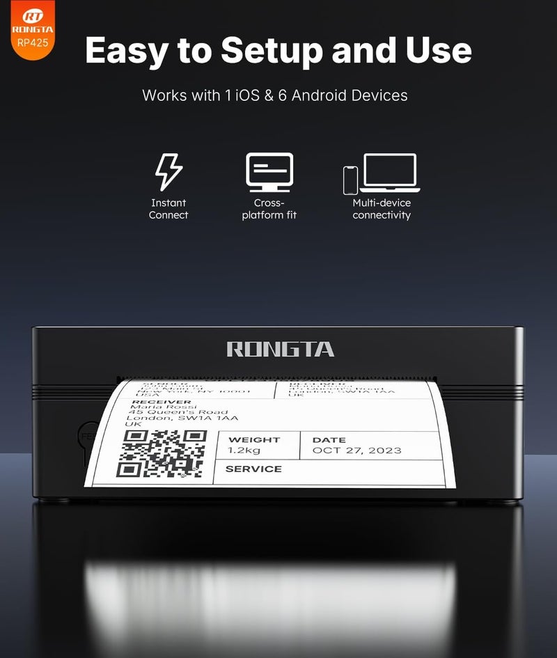 Bluetooth Shipping Label Printer, Wireless 4x6 Thermal Label Printer for Shipping Packages, Support Phones, Compatible with Windows macOS Android iOS for Small Business - Image 4
