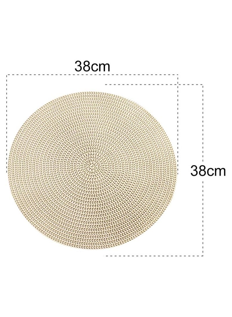 آنا 4 قطع حصائر دائرية بشكل سنابل القمح مصنوعة من PVC مقاومة للتسرب، مقاومة للماء، مضادة للانزلاق وعازلة للحرارة - حصائر طاولة طعام أنيقة،durable وسهلة التنظيف، مناسبة للاستخدام في تجمعات العائلة والمطاعم. - Image 4