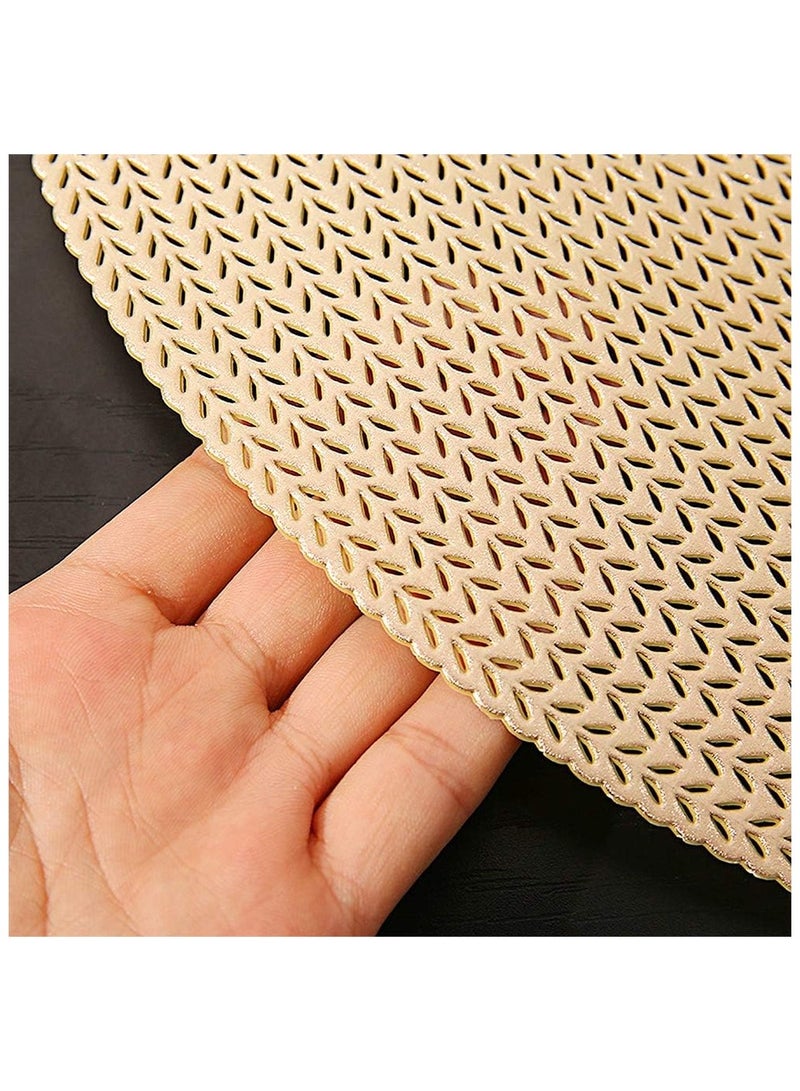 آنا 4 قطع حصائر دائرية بشكل سنابل القمح مصنوعة من PVC مقاومة للتسرب، مقاومة للماء، مضادة للانزلاق وعازلة للحرارة - حصائر طاولة طعام أنيقة،durable وسهلة التنظيف، مناسبة للاستخدام في تجمعات العائلة والمطاعم. - Image 5