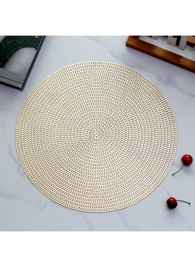 آنا 4 قطع حصائر دائرية بشكل سنابل القمح مصنوعة من PVC مقاومة للتسرب، مقاومة للماء، مضادة للانزلاق وعازلة للحرارة - حصائر طاولة طعام أنيقة،durable وسهلة التنظيف، مناسبة للاستخدام في تجمعات العائلة والمطاعم. - Image 2