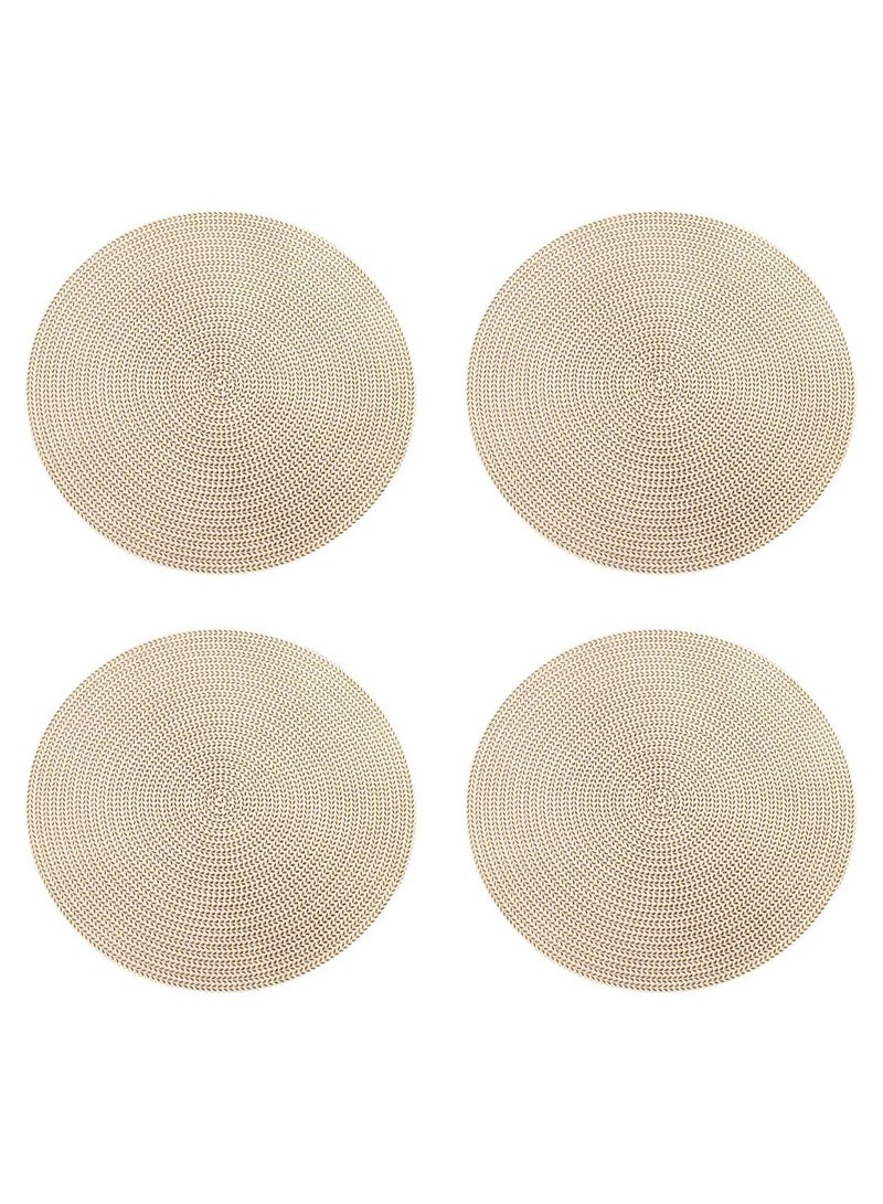 آنا 4 قطع حصائر دائرية بشكل سنابل القمح مصنوعة من PVC مقاومة للتسرب، مقاومة للماء، مضادة للانزلاق وعازلة للحرارة - حصائر طاولة طعام أنيقة،durable وسهلة التنظيف، مناسبة للاستخدام في تجمعات العائلة والمطاعم. - Image 1